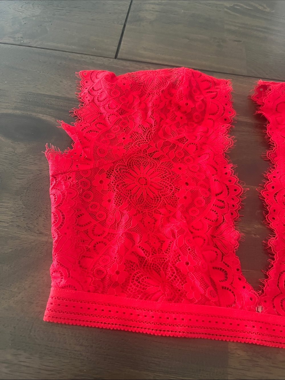 Free People Large Red Lace Plunge Bralette Top free people intimately like new - Picture 2 of 13